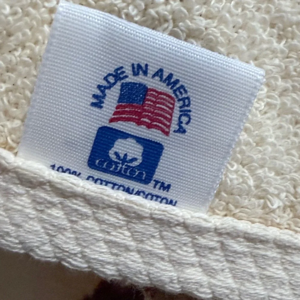 Vintage Made In US Southwestern Style 100% cotton Bath Hand Towel Off White NWOT